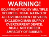 SOL228 - 4" x 3" - "WARNING: EQUIPMENT FED BY MULTIPLE, SOURCES. TOTAL RATING OF ALL OVERCURRENT DEV